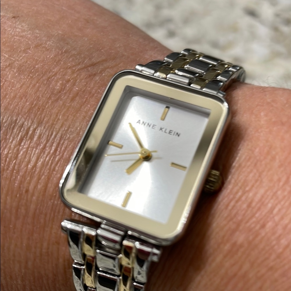 💕NWOT Anne Klein Silver and Gold Rectangular Watch